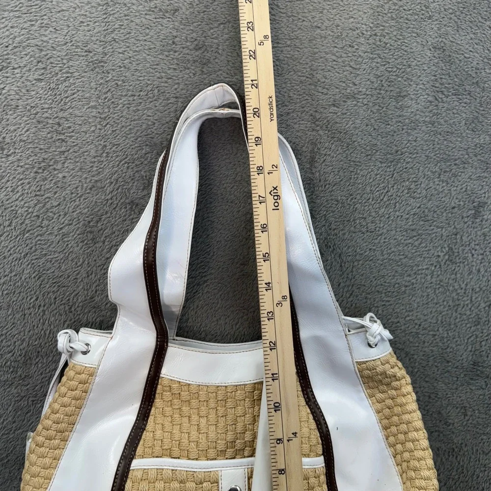 Sharif Studio Straw Hobo‎ Bag Women Large White Beige Good Woven Grommet Tote